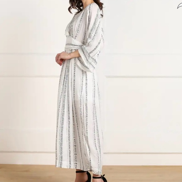 F21 Contemporary NWT Boho Maxi Dress S White Gray - Picture 1 of 14